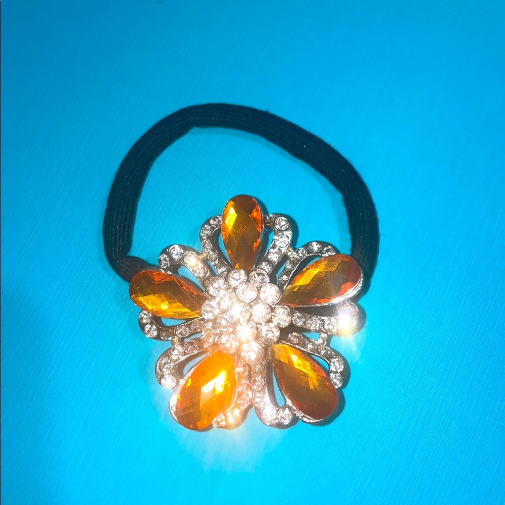 Black and bronze flower hair tie - brand new